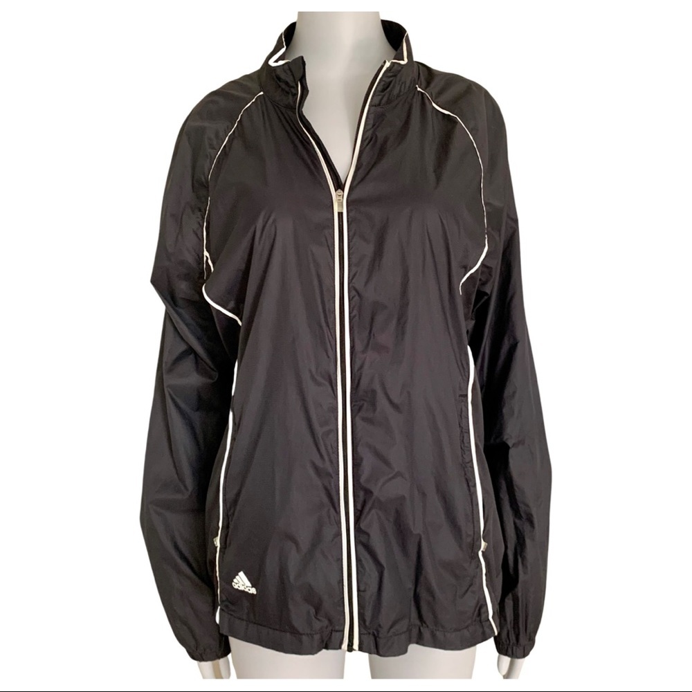 ADIDAS Golf Climaproof Windbreaker Jacket Lightweight Nylon Full Zip Black